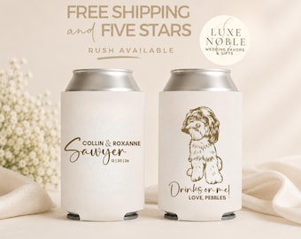 Pet Wedding Can Cooler | Custom Pet Portrait Wedding Favor | Personalized Wedding Can Cooler | Dog Lover Gift | Drinks on Me