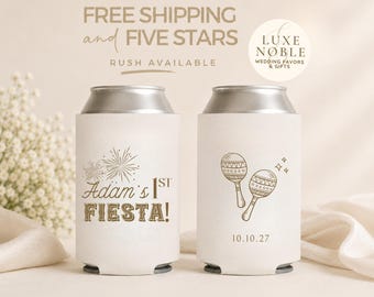 Fiesta Birthday Can Coolers, 1st Fiesta Party Favors, Personalized Birthday Drink Sleeves, Custom First Birthday Favors for Guests