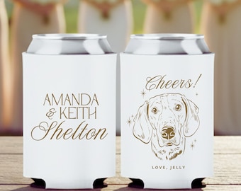 Dog Wedding Can Cooler | Custom Pet Portrait Wedding Favor | Personalized Wedding Can Cooler | Cheers Wedding Favor | Dog Lover Gift