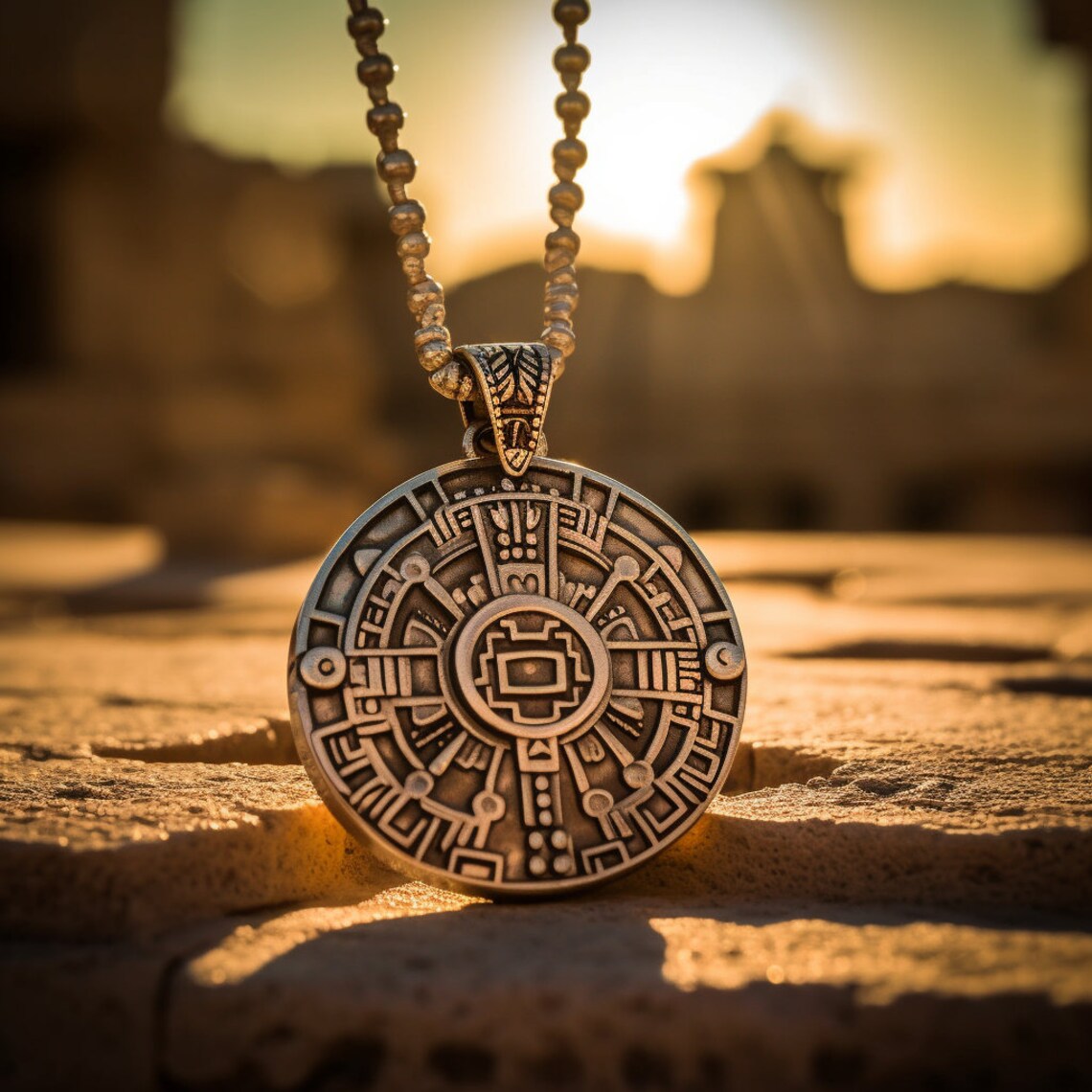 Pure Aztec Aztec Necklace, Pure Silver Aztec Necklace, Handcrafted Design, Mexican ...
