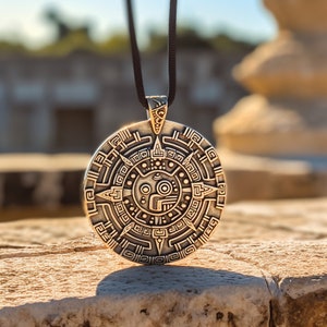 Collier aztèque, collier aztèque en argent pur, design artisanal, souvenir mexicain, collier de bijoux pendentif