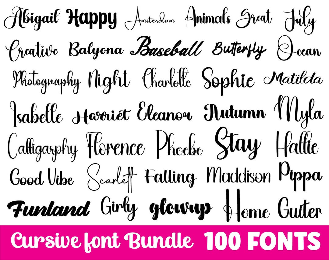 The Ultimate 100 Cursive Fonts Bundle Cursive Font Bundle - Etsy UK