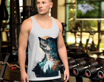 Wolf in the Nightwolf Tank Top, Wolf & Woods, Retro Wolf, Wolf Lover Gift, Animal Lover Tank, Wildlife,  UP North Tank Top