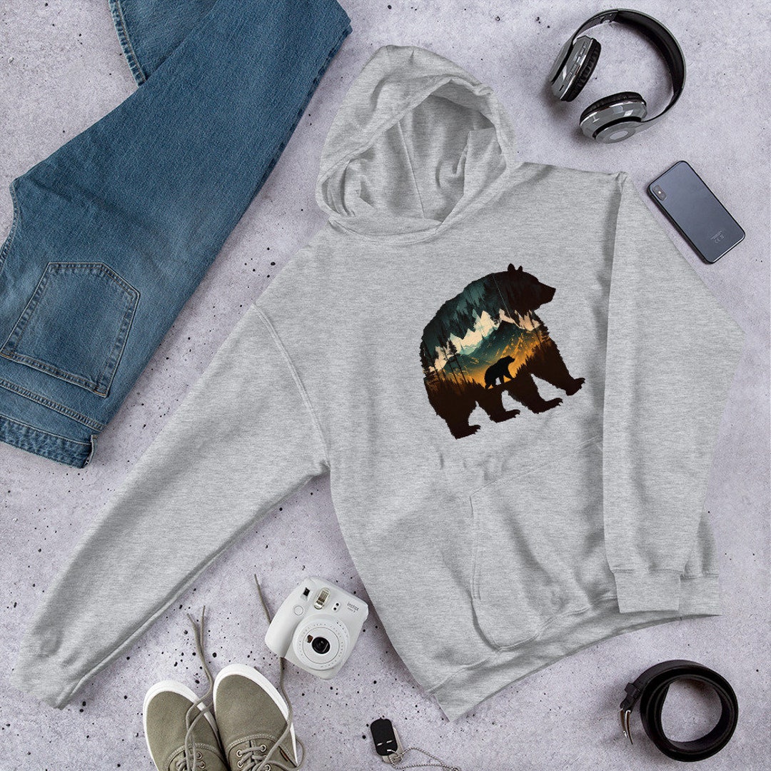 Buy Bear Sweatshirt, Bear Hoodie, Nature Lover Gift, Winter Hoodie, Comfy  Sweatshirt, Camp Hoodie Online in India
