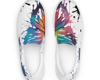 Butterfly Slip-On Canvas Shoes, Ladies Footwear, Womens Shoes, Watercolor Design Slip On Canvas Shoes