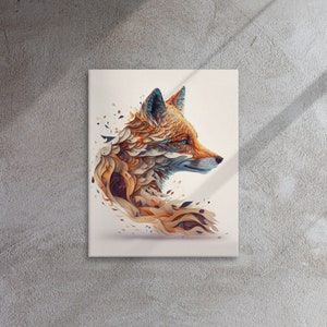 Papercut Kitsune Wall Art, Modern Japanese Art, Floral Canvas Art, Regular Canvas Art, Japanese Fox Stylish Canvas Wall Art