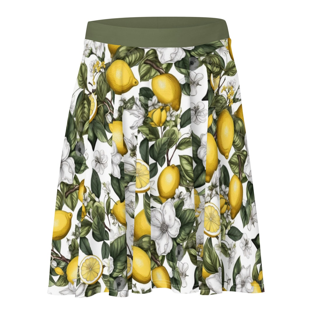 Lemon Flower Summer Skirt, Boho Print Cotton Skirt, Citrus Skirt ...