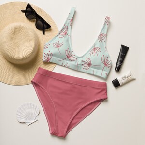 Bikini de cintura alta reciclado con estampado floral rosa Blown Away