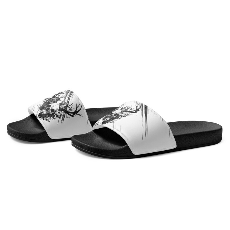 Men's Deer Skull Slides, Skeleton Flip Flops, Skull Slippers, Hunting Shoes, Skull Face Sandals, Funny Slippers, Beach Slides