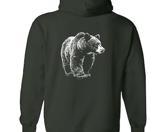 Northern Black Bear Zip Up Hooded Sweatshirt