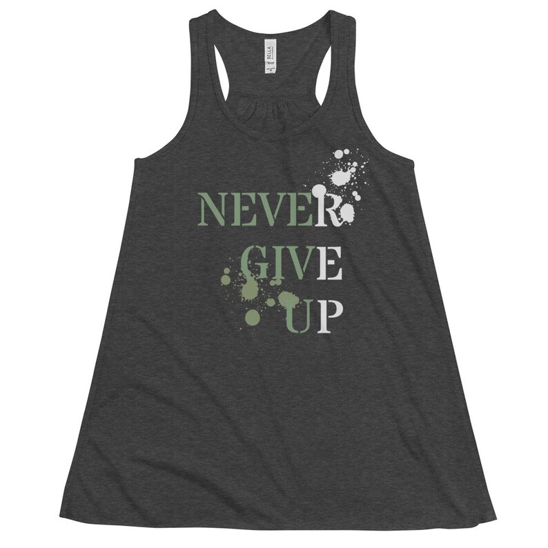 Never Give up Racerback Tank Top, Aerobics Shirt, Motivational Quote ...
