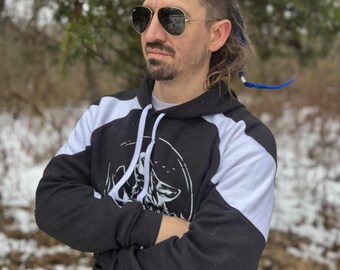 Wolf Athletic Fleece Hoodie, Americana Aesthetic, Camping Sweatshirt, Forest Core Sweater, Howling Wolves Shirt