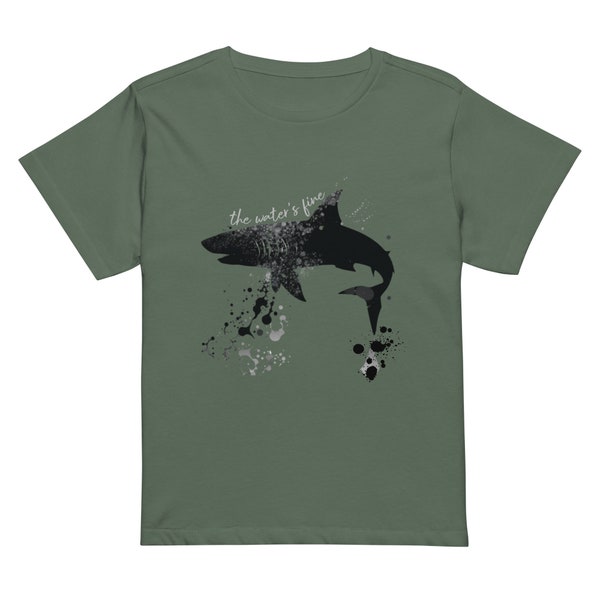 The Water's Fine Shark Women’s High-Waisted T-Shirt, Salt Life Top, Sea Creature Shirt, Gift for Her