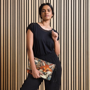 Pink Fox Pattern Print Crossbody Bags