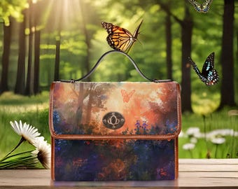 Watercolor Butterfly Handbag, Bohoful Butterfly Purse, Butterfly Pastel Art, Satchel, Forestcore Handbag