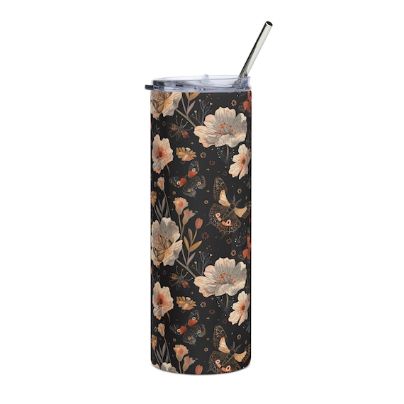 Hippie Flowers Trinkbecher – Edelstahl, Isoliert, 590 Ml, Mit Deckel, Für Kaffee & Unterwegs