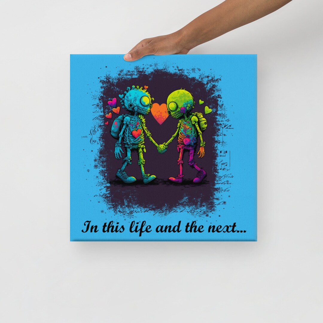 Zombie Love Wall Art, Funny Zombie Love Art, Zombie Anniversary Canvas