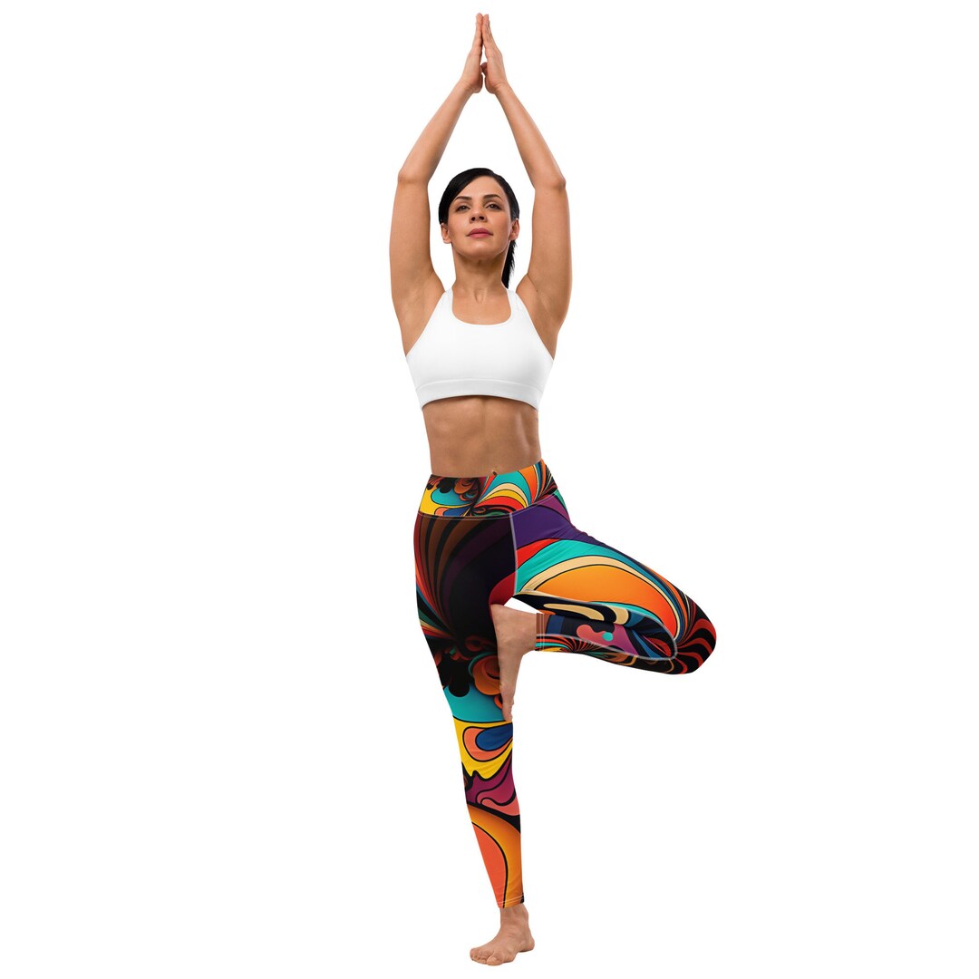 Psychedelic Abstract Art Leggings Sports Legging Set Yoga Etsy