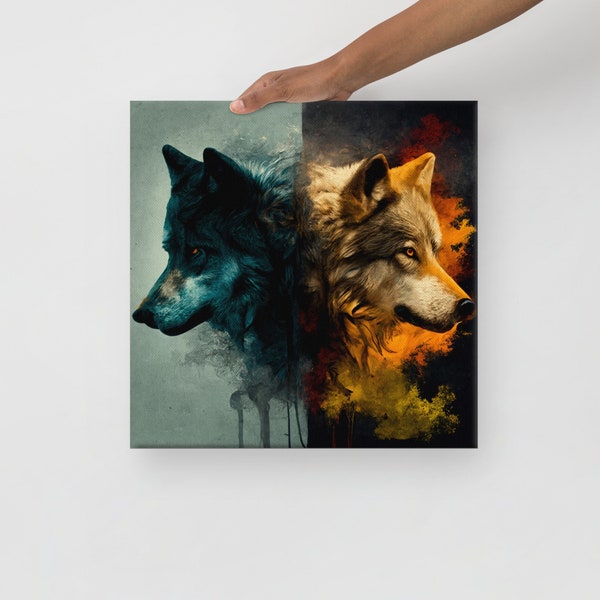Tale of Two Wolves Wall Art, Native American Story Canvas, Nature Lover Home Decor, Good vs Evil Digital Print, Gift for Him or Her