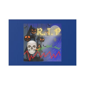Haunted Mansion Lawn Sign, Skull RIP Mist Blue Scary Fun Halloween Decoration, Spooky Graveyard Yard Art, Scarecrow, Outdoor Decor, Garden
