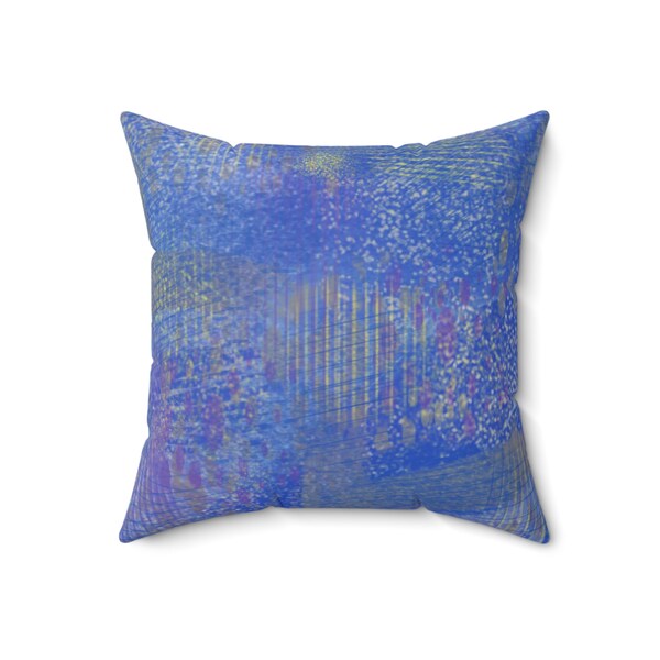 Blue Spun Polyester Square Pillow, Tonal Blyes, Original Digital Art Design.  Textures and Color Varients Versitle, All Room and Themes