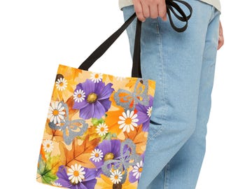 Floral Butterfly Print Tote Bag – Eco-Friendly Polyester Shop Bag