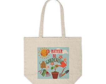 Canvas Shopping Tote with Fun Gardener Theme Art, Plant Shopping, Tote, Yardwork Bag, Gift for Gardener, Spring Planting Bag