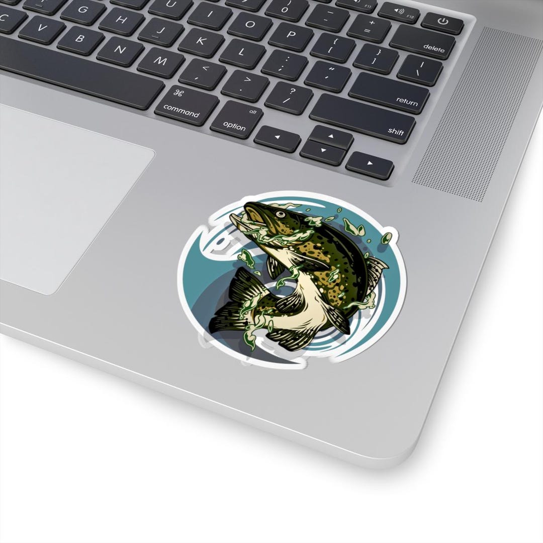 Deep Vinyl Sticker Bass & Trout Fishing Vinyl Sticker | Action Waves, Jumping Fish, Deep ...