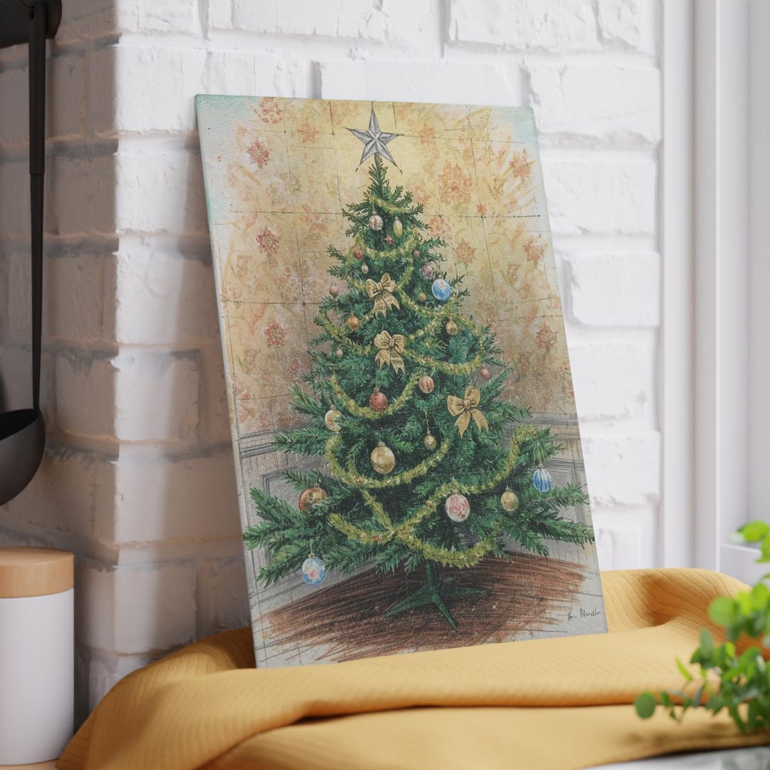 Traditional Family Christmas Tree Glass Cutting Board | Charcuterie ...