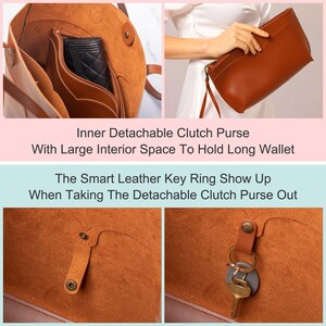 Vintage Vegan Leather Tote Bag For Women Black Simple Shoulder Handbag Retro Classic A4 Purse image 7