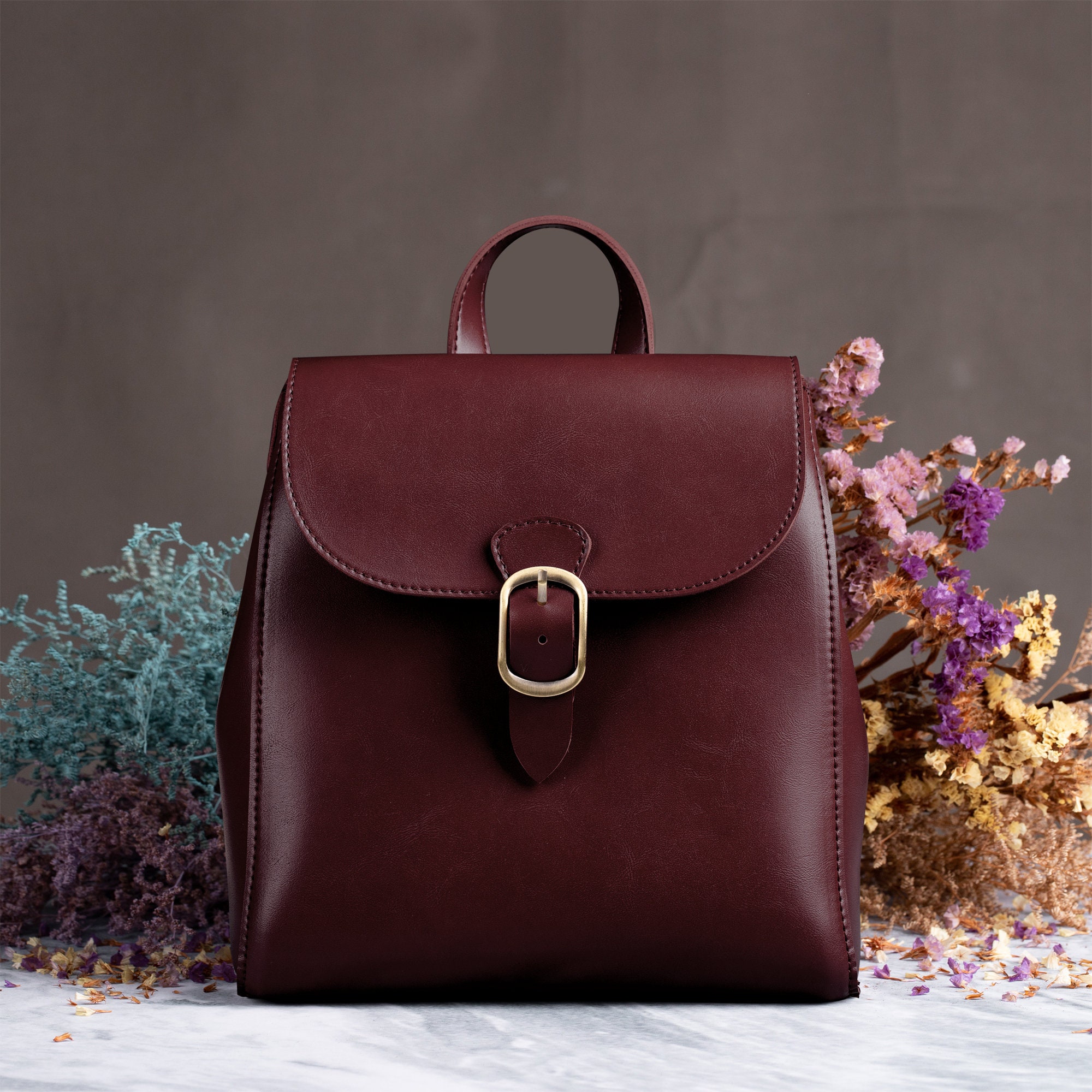 Burgundy backpack clearance purse