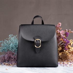 Vintage Vegan Leather Flap 3 Way Convertible Backpack For Women Black Simple Lady handbag Classic Retro Casual Daypack Purse image 1