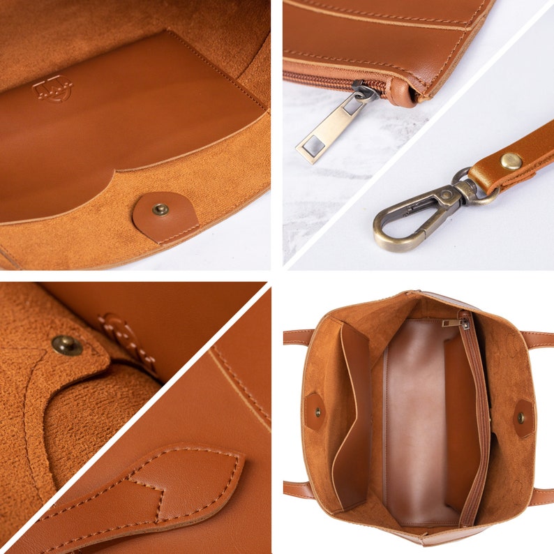 Vintage Vegan Leather Tote Bag For Women Black Simple Shoulder Handbag Retro Classic A4 Purse image 6