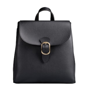 Vintage Vegan Leather Flap 3 Way Convertible Backpack For Women Black Simple Lady handbag Classic Retro Casual Daypack Purse image 4