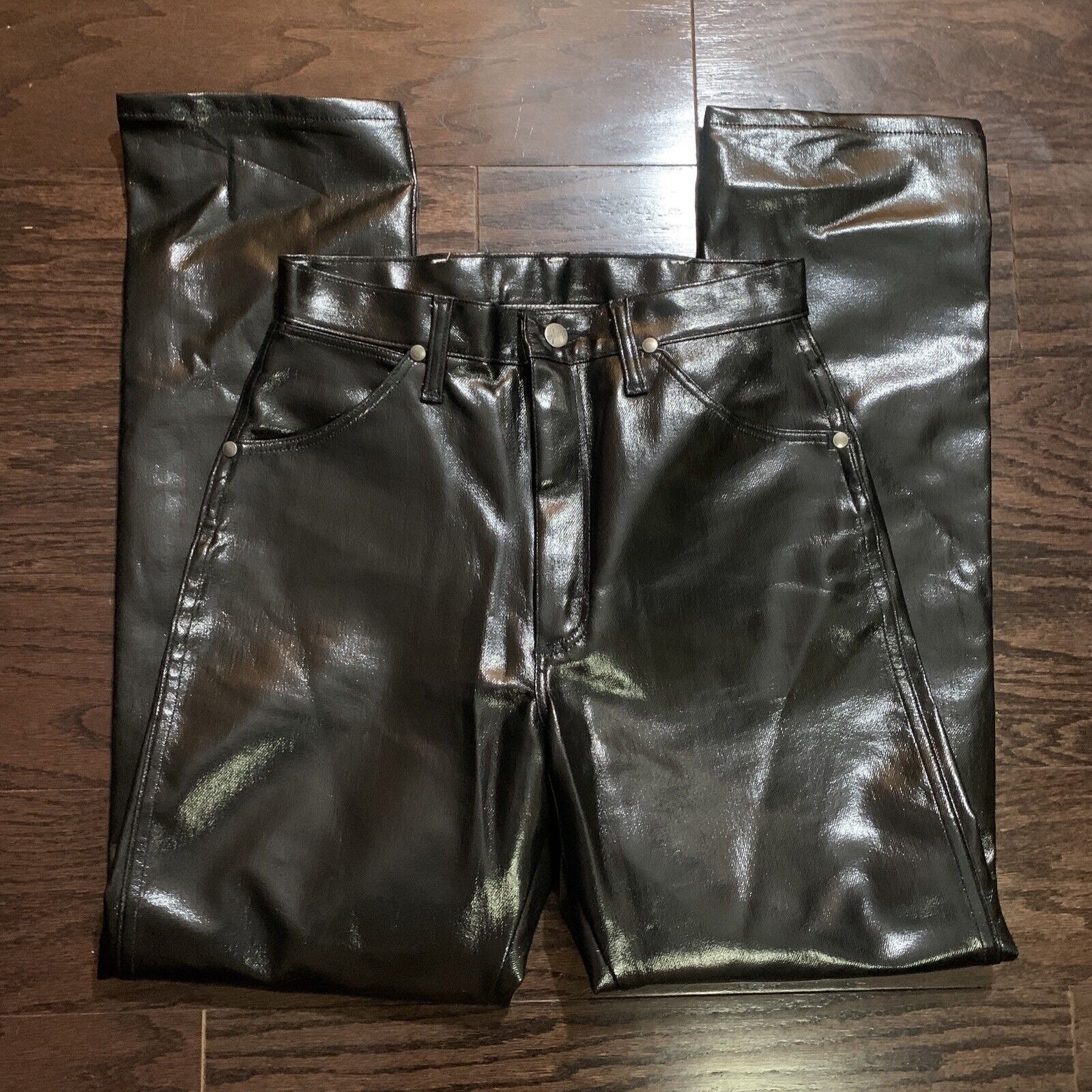 Vintage 1980s Wrangler Womens Black Leather Pleather High Waisted Pant USA Made 7x30 - Etsy Vintage 1980s Wrangler Womens Black Leather Pleather High Waisted Pant USA Made 7x30 - Etsy