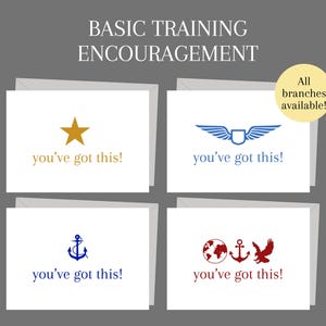 Military Basic Training Encouragement Cards - Army, Navy, Air Force, Marines - Bootcamp Inspiration