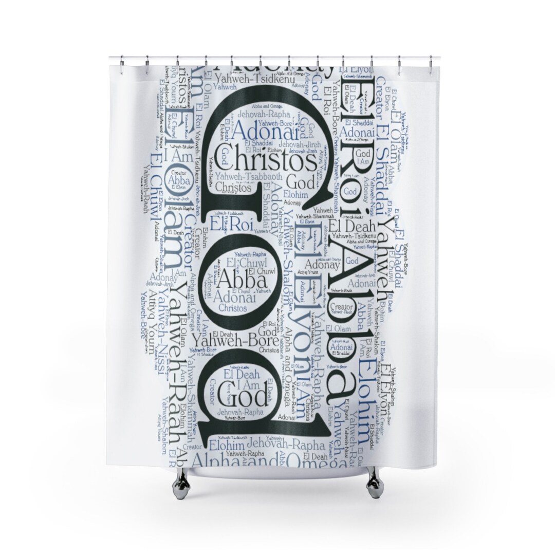 Names of God Shower Curtain, Shower Curtain With God's Names, Christian
