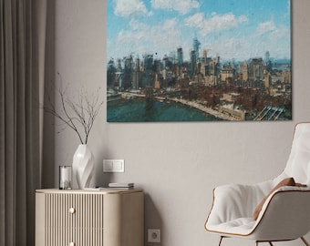ニューヨークのキャンバスウォールアート、マンハッタンの抽象的な風景