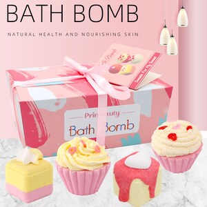 Bombes de bain Cupcake Fizzers Coffret cadeau 6 bombes de bain faites à la main et biologiques avec des ingrédients naturels image 7