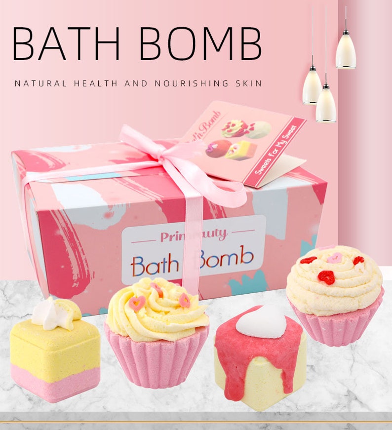 Bombes de bain Cupcake Fizzers Coffret cadeau 6 bombes de bain faites à la main et biologiques avec des ingrédients naturels image 7