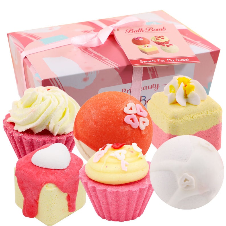 Bombes de bain Cupcake Fizzers Coffret cadeau 6 bombes de bain faites à la main et biologiques avec des ingrédients naturels image 2