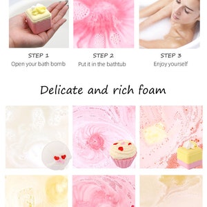 Bombes de bain Cupcake Fizzers Coffret cadeau 6 bombes de bain faites à la main et biologiques avec des ingrédients naturels image 9