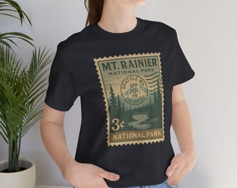 Mount Rainier National Park Vintage Postage Stamp Retro Tee