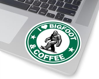 Bigfoot & Coffee Sticker: Fun Sasquatch Lover Decal