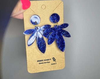 Blue glitter earrings