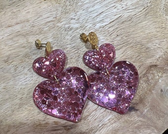 PINK heart earrings