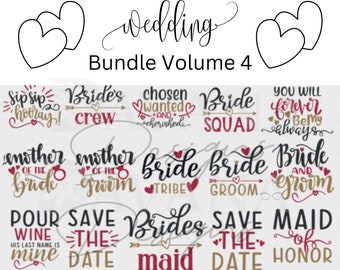 Wedding Bundle Volume 4, marriage svg, wedding png, cricut designs, silhouette images, make sirts, cards, invites and mugs