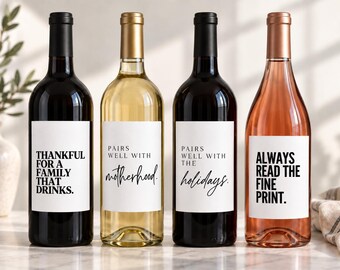 Funny Wine Bottle Labels, Motherhood, Holidays, Grandparent Announcement (4"x4")
