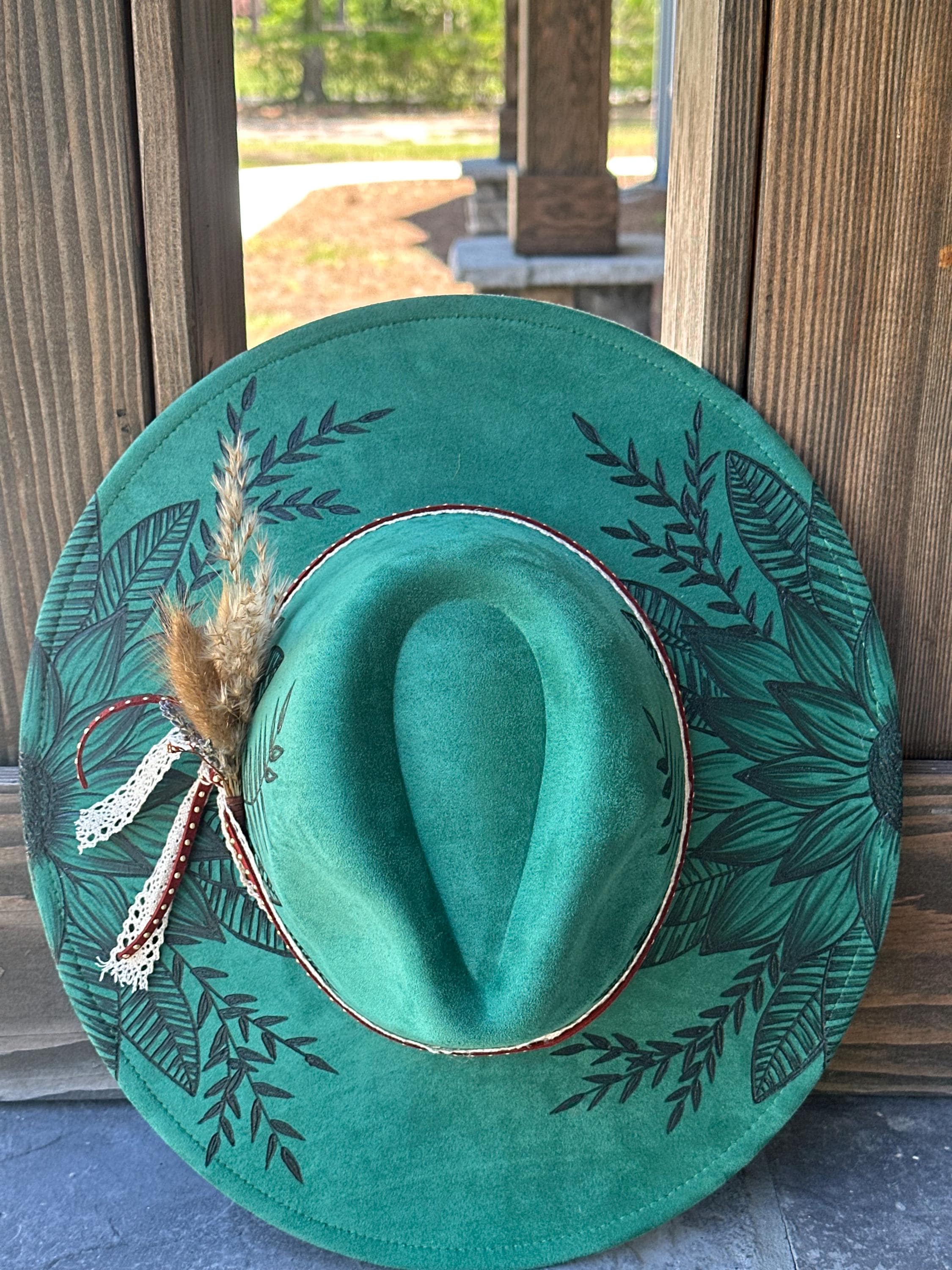 Teal Burned Hat - Etsy