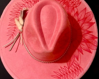 Custom Wildflower Burnt Cowboy Hat: Suede Western Style